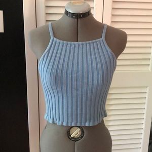 Forever 21 baby blue ribbed crop top tank